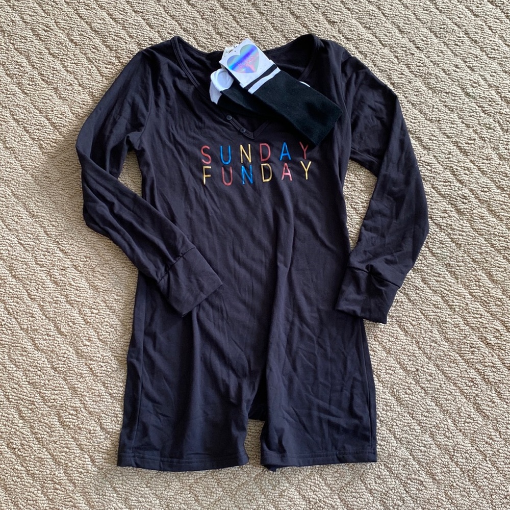 NWT, Soft and stretchy pajama romper set.